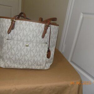 MK Michael Kors 3 Compartment Tan Logo Bag